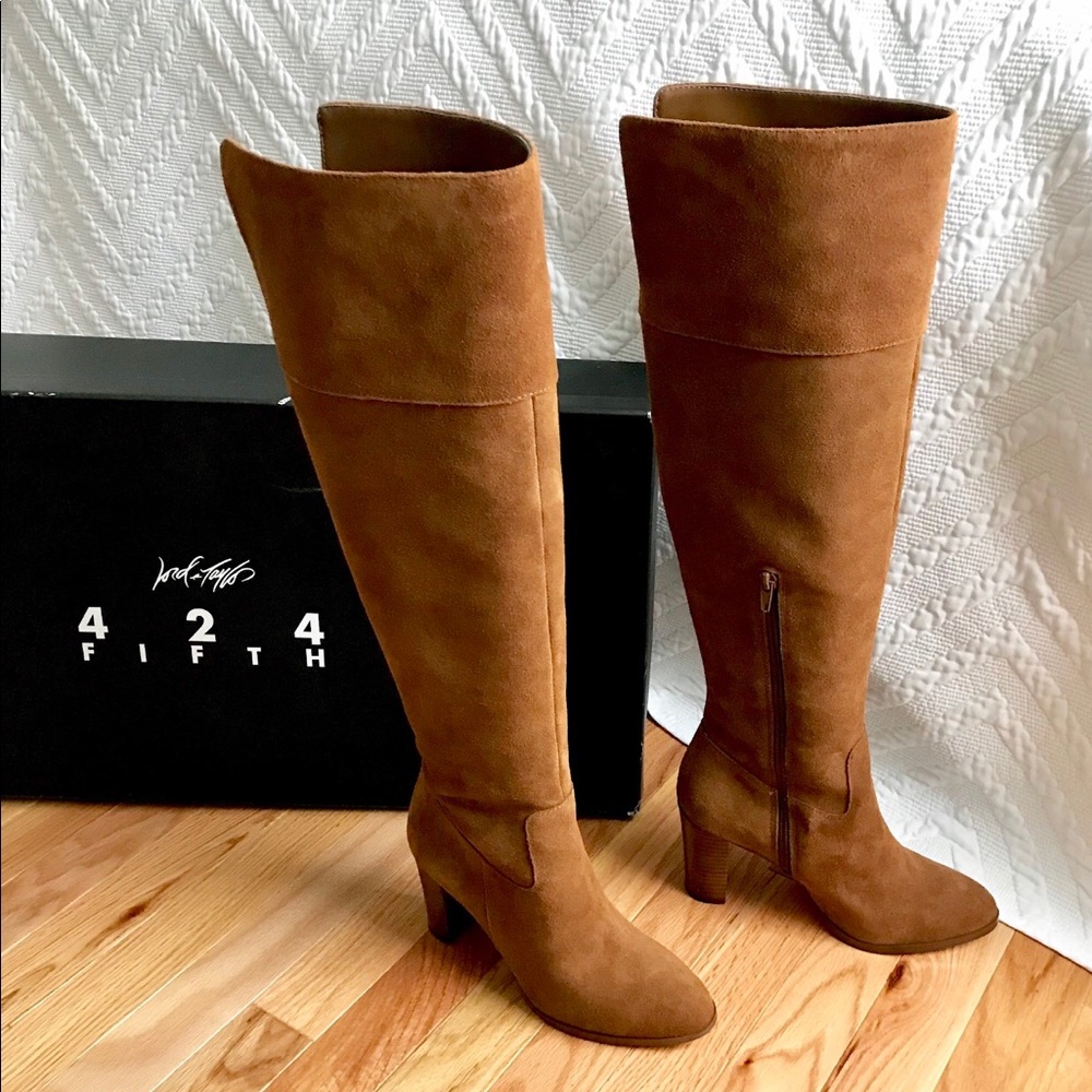 Lord and Taylor Mikayla Suede Stacked Heel Boot